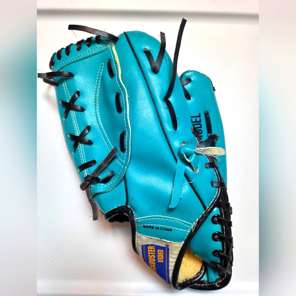 Youth Teal Florida Marlins Baseball Glove With Black Laces